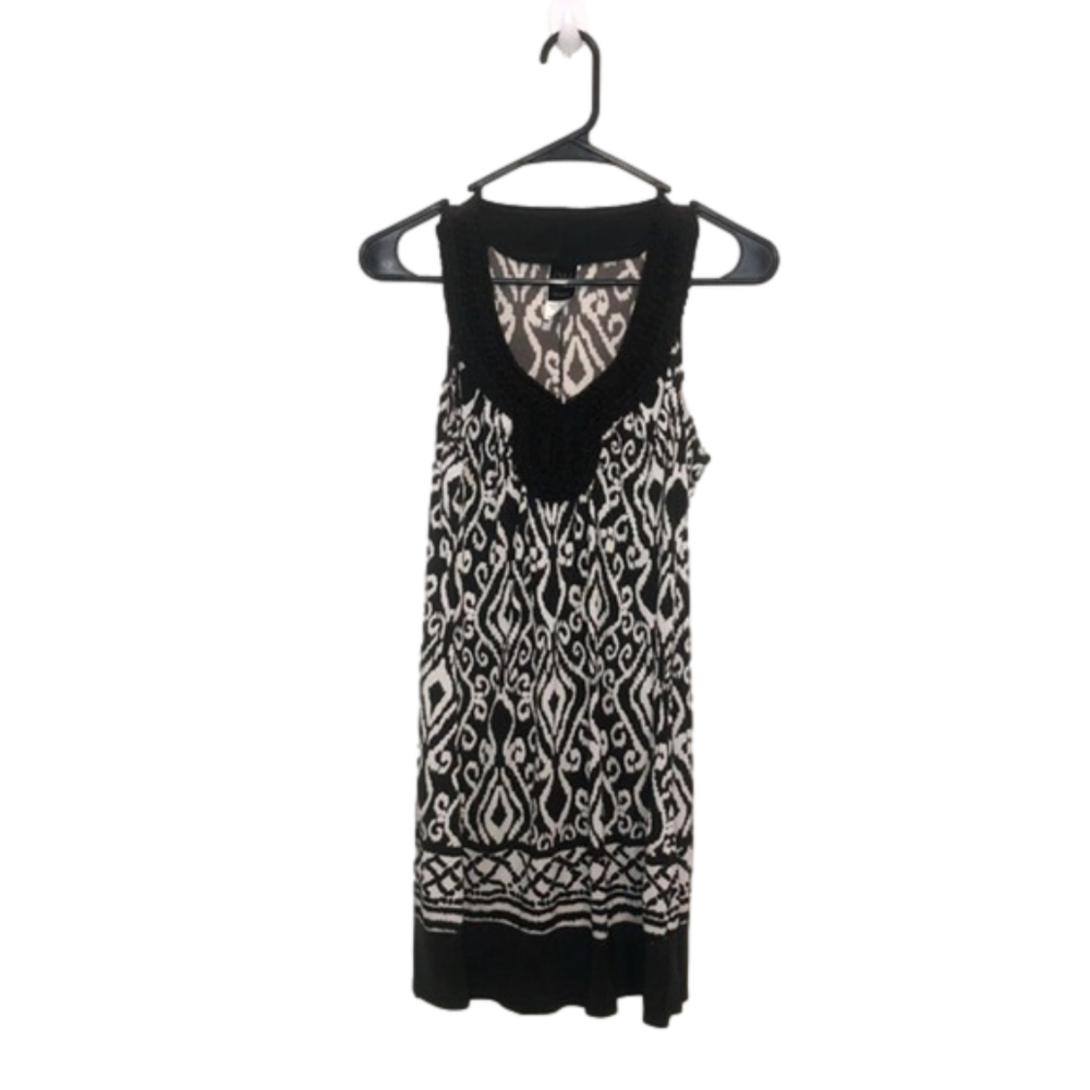 WRAPPER Brown & White Abstract Print Dress
